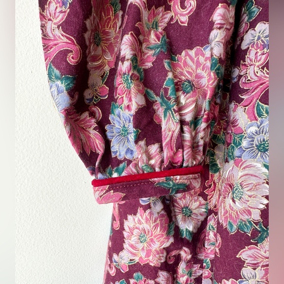 Vintage JoJoe Fashions Floral Dress - Velvet Bow & Trim,Long Puff Sleeve -Size 4 - Picture 3 of 9